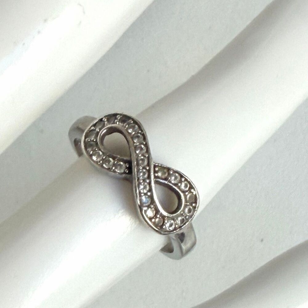 Sterling Silver Infinity Ring With Clear Accent S… - image 1